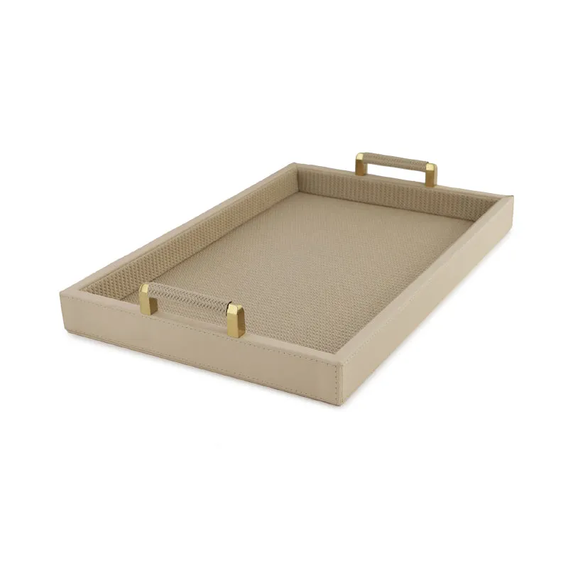 Resho Vegan Leather Serving Tray - Beige media 3