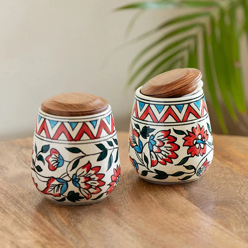 Mesa Dawn Curve Ceramic Jar (480 mL Each) - Set Of Two media 1