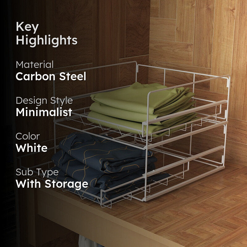 Efficio Carbon Steel With Pull out Drawer Rack - White media 2