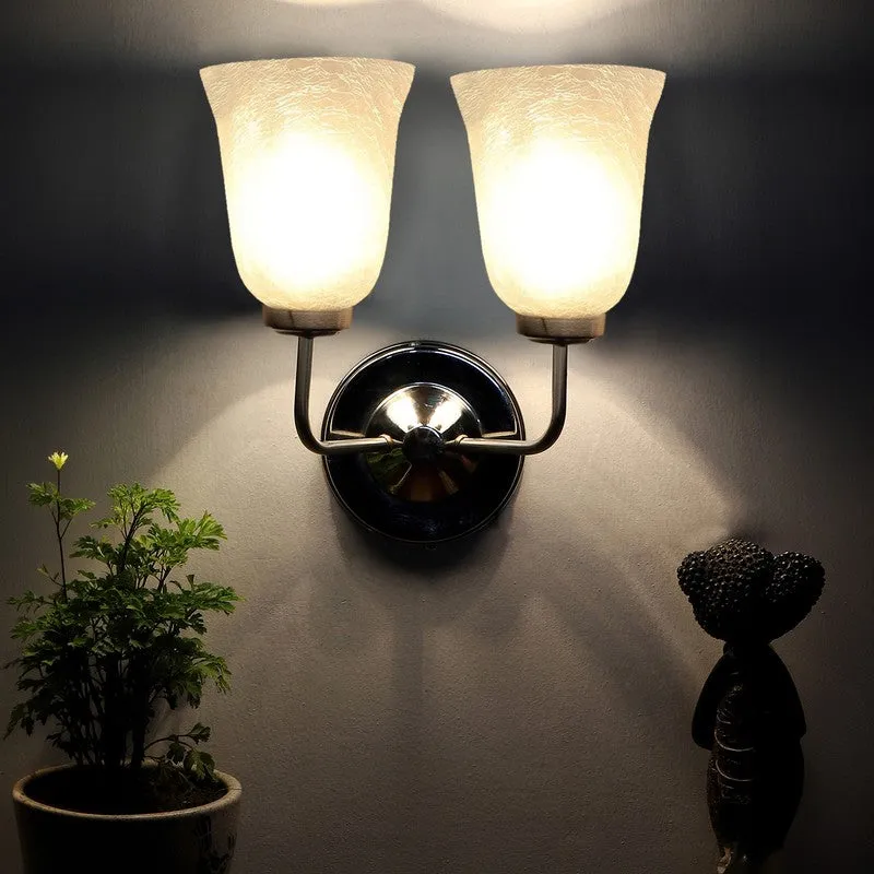 Crystal Bloom Silver Dual Glass Wall Lamp media 5