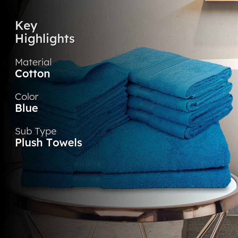 Eva Quick Dry Towel Combo (Blue) - Fourteen Piece Set media 2