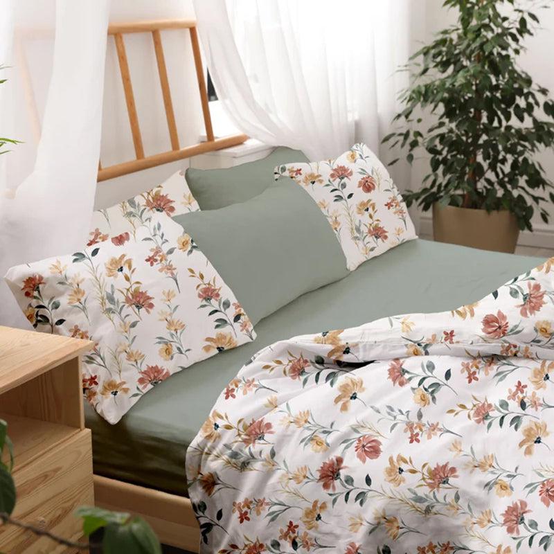 Wild Petalscape Floral Printed Cotton Bedsheet - 300 TC