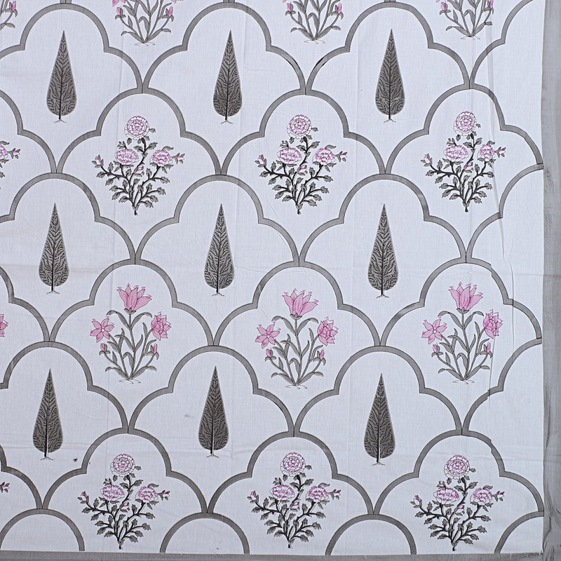 RiwaayatWhite Handblock Printed Cotton Bedsheet (Brown) - 400 TC media 8