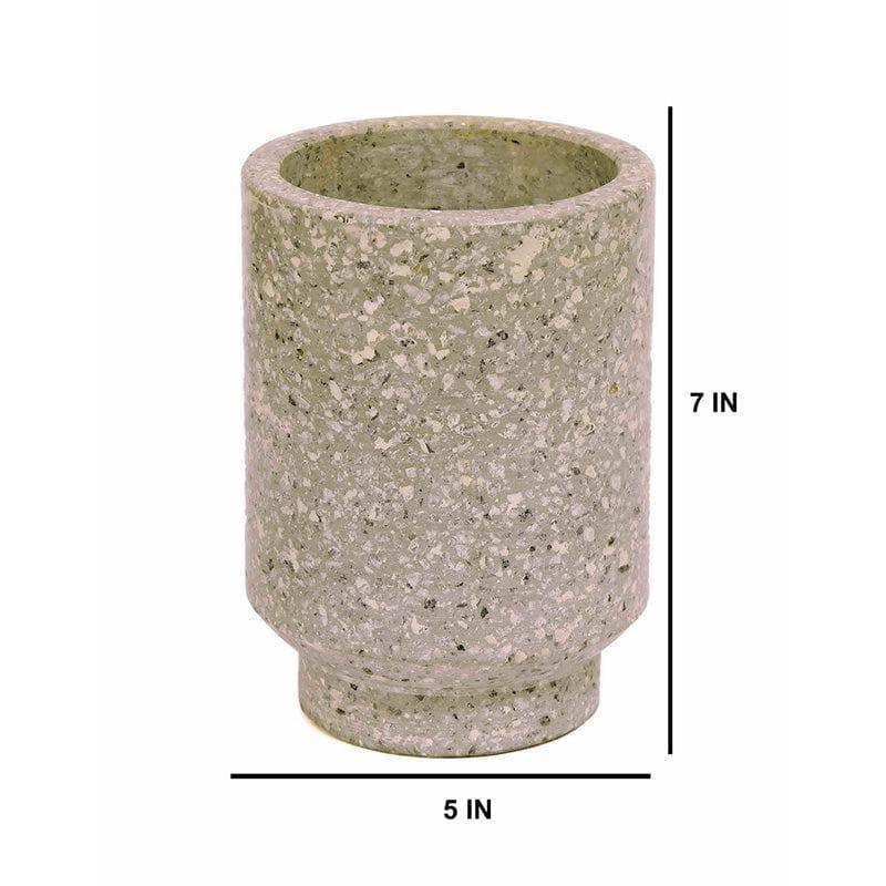 Grey Terrazzo Cylindrical Hand Crafted Marble Planter media 5