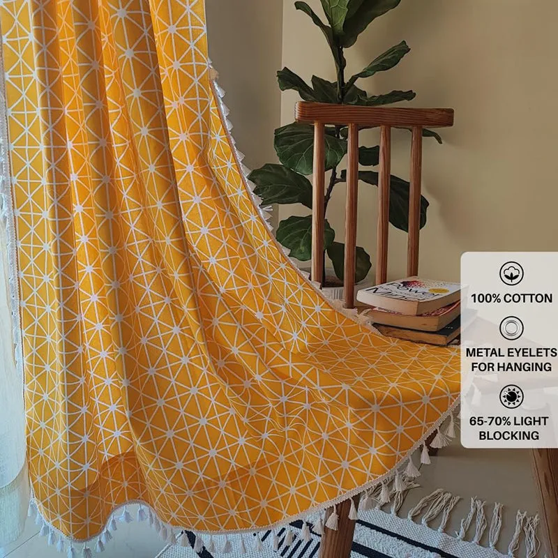 Urban Space Kanya Geo Curtain (Yellow) - Set Of Two media 3