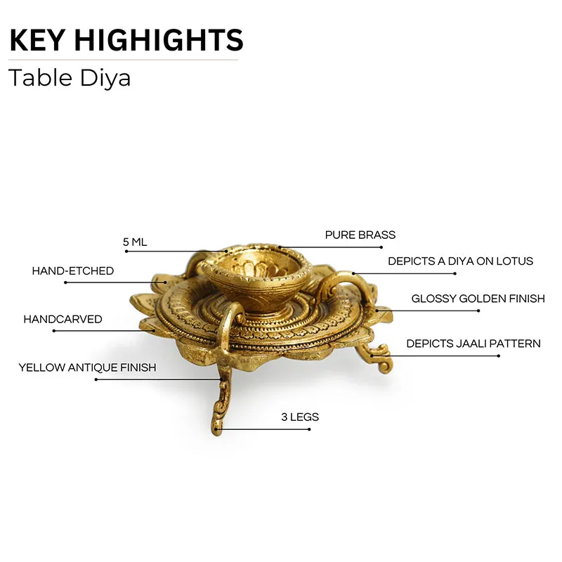 Mahadeepa Brass Diya - Gold Finish media 5