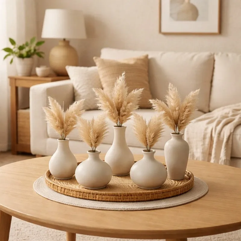 Petite Floral Ceramic Vase - Set of Five media 6