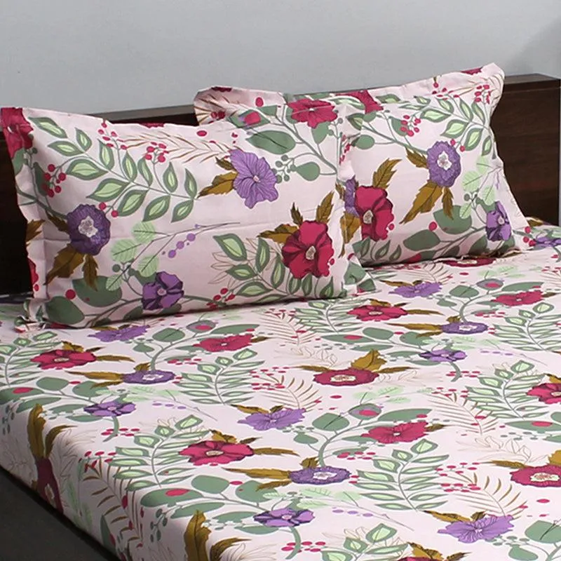 Yahvi Floral Cotton Bedsheet (Pink) - 110 TC media 4