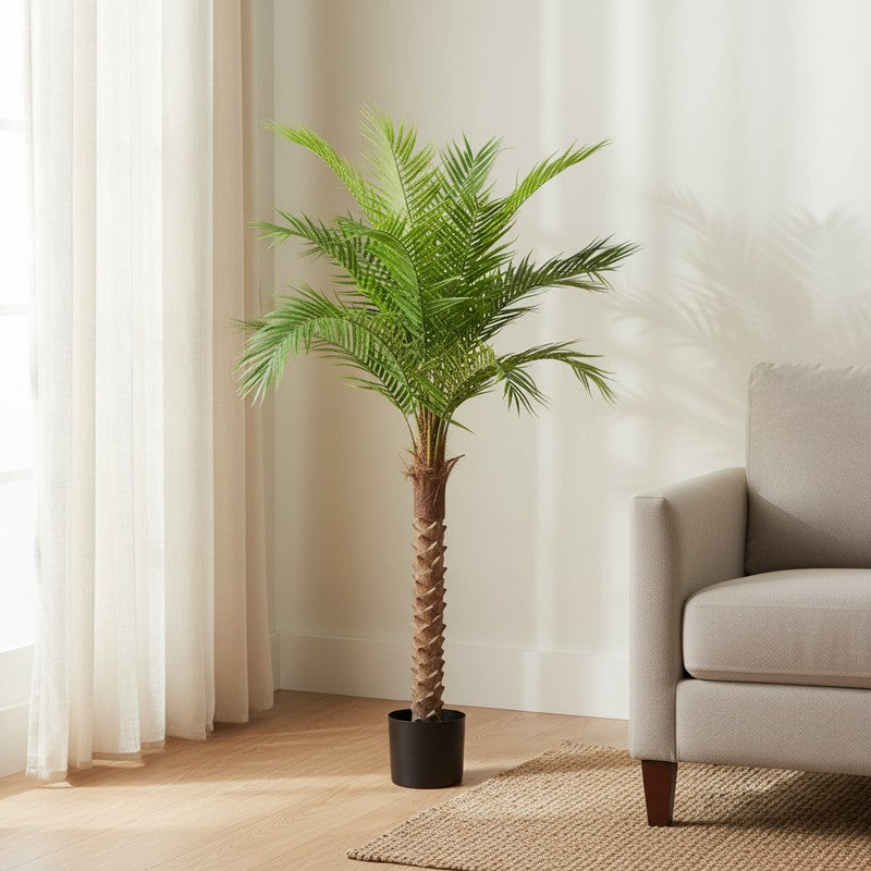 Verde Artificial Palm Plant With Black Plastic Pot - 5 Feet media 3