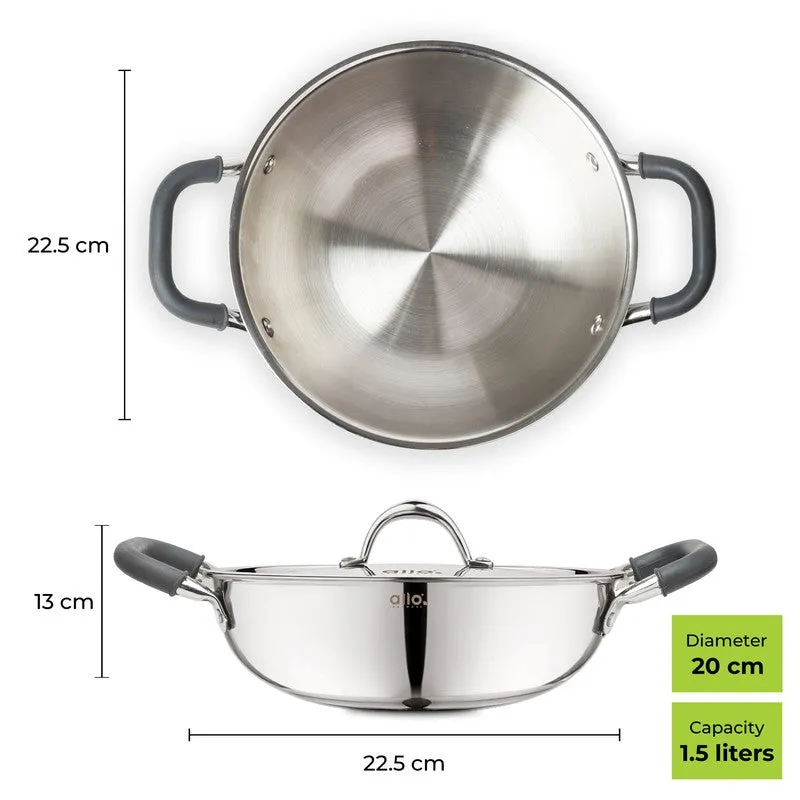 Suko Induction Safe Kadhai With Lid - 1500 mL / 8 Inches media 5
