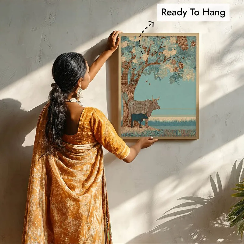 Shantivan Canvas Wall Painting With Brown Frame media 9
