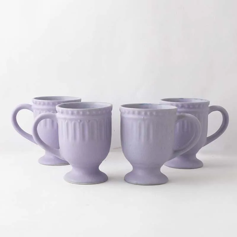 Lilac Ceramic Coffee Mug (300 mL Each) - Set of Four media 4
