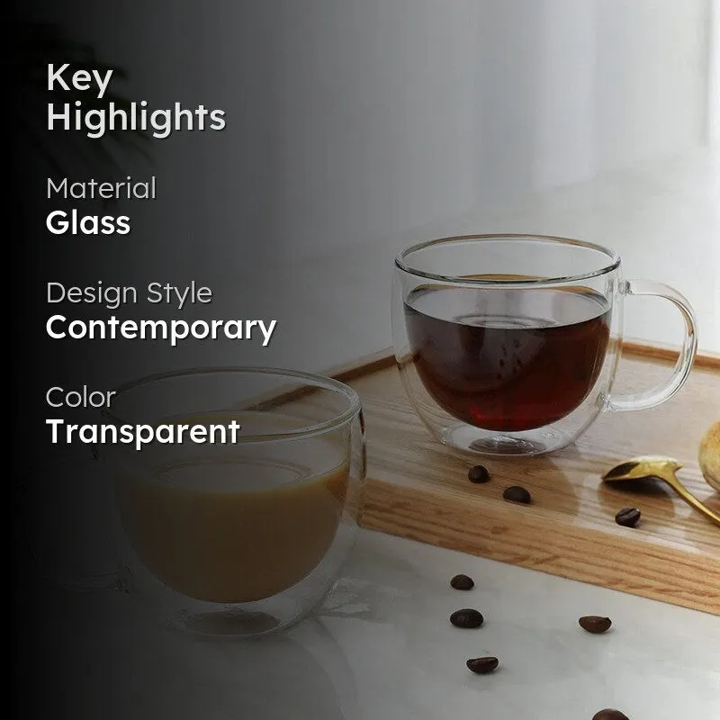 Elegant Glass Coffee Mug (250 mL Each) - Set Of Two media 2