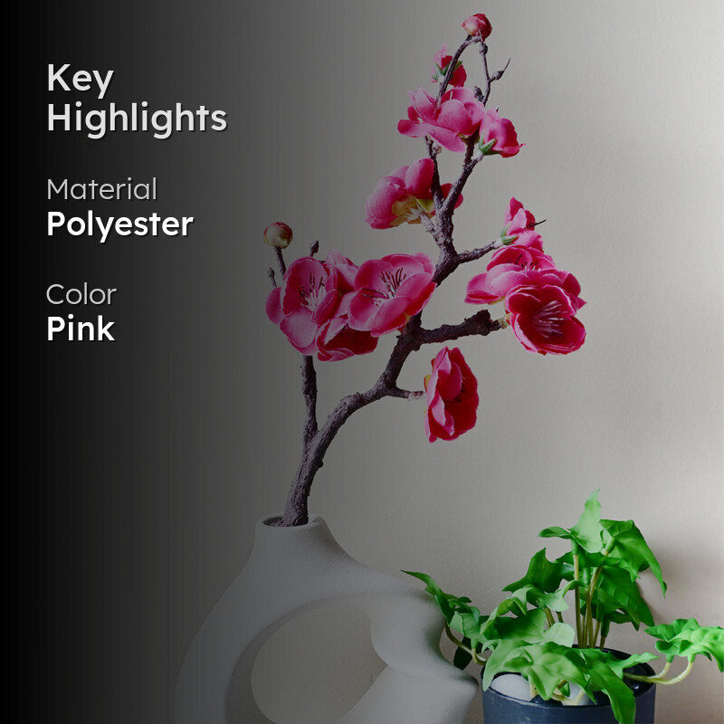 Artificial Plum Blossom Flower Stick (Pink) - Set of Two media 2