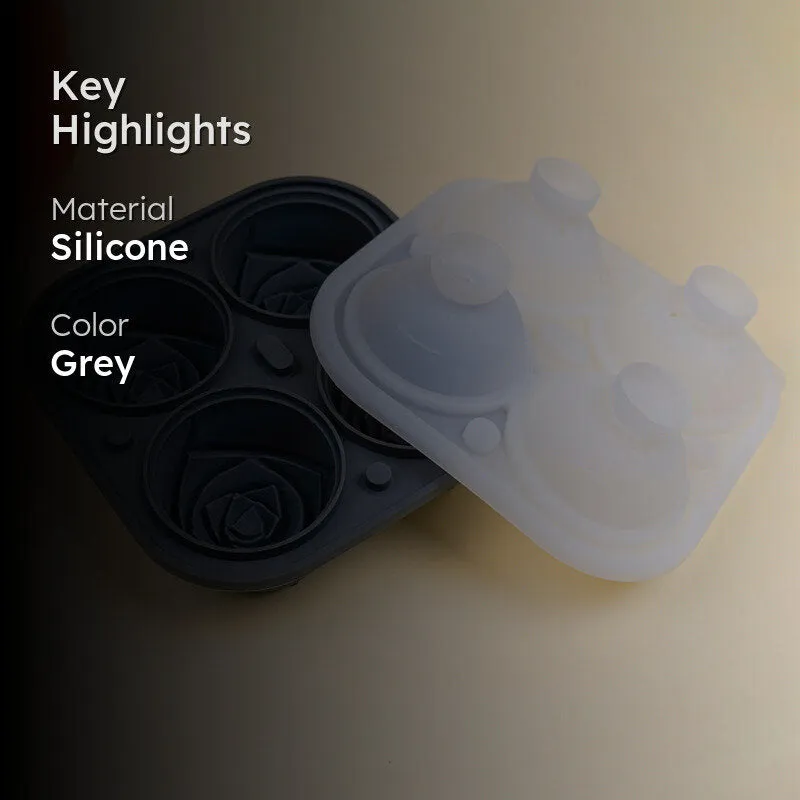 Rose Silicone 4-Cube Ice Mould - Grey media 2