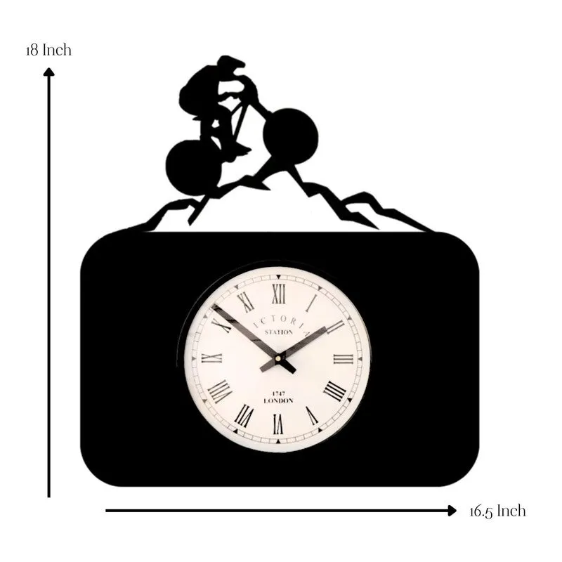 Biker Steel Analog Wall Clock - Black media 7