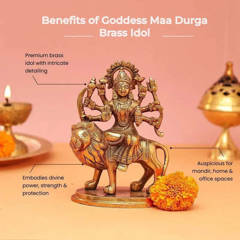 Goddess Durga Divine Brass Idol media 6