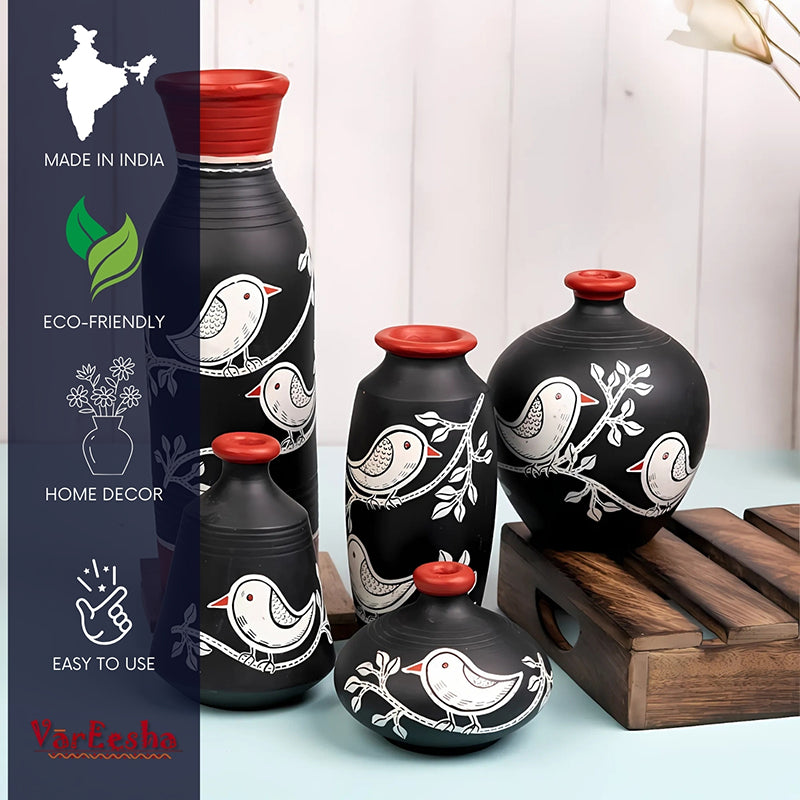 Neel Pakhi Handpainted Terracotta Vase - Set Of Five media 6