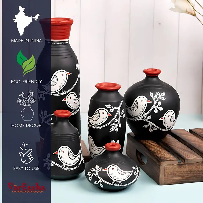 Neel Pakhi Handpainted Terracotta Vase - Set Of Five media 6