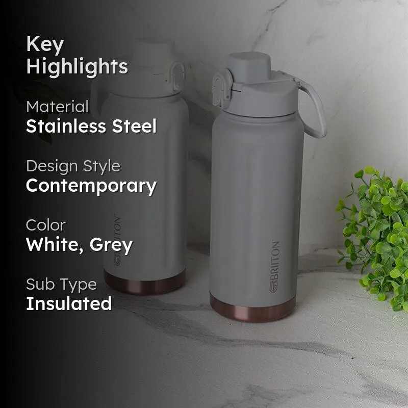 Sip Bliss Hot & Cold Thermos Water Bottle (White & Grey, 750 mL Each) - Set Of Two media 2