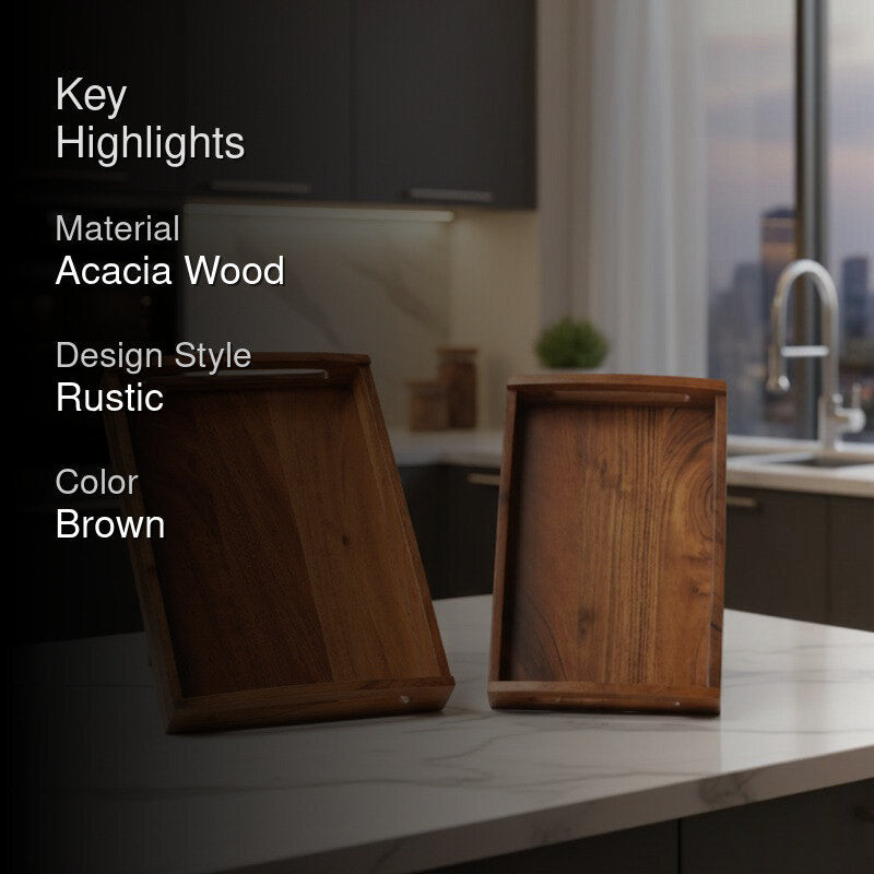 Festive Hosting Acacia Wood Serving Tray media 2