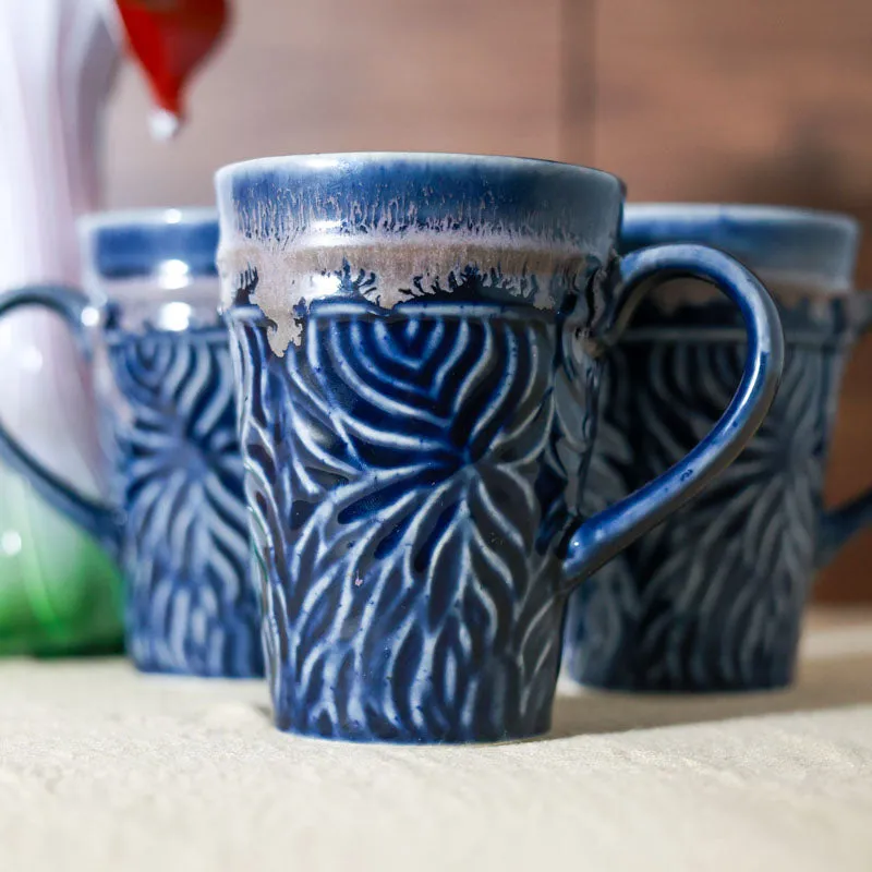 Ceramuse Ceramic Coffee Mug (300 mL Each/Deep Blue) - Set of Eight media 6