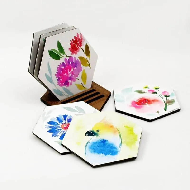 Gracia Blossom Handpainted Coaster - Set Of Six media 1