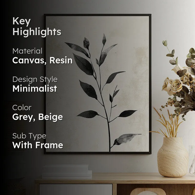 Inked Leaves Wall Art With Resin Frame media 2