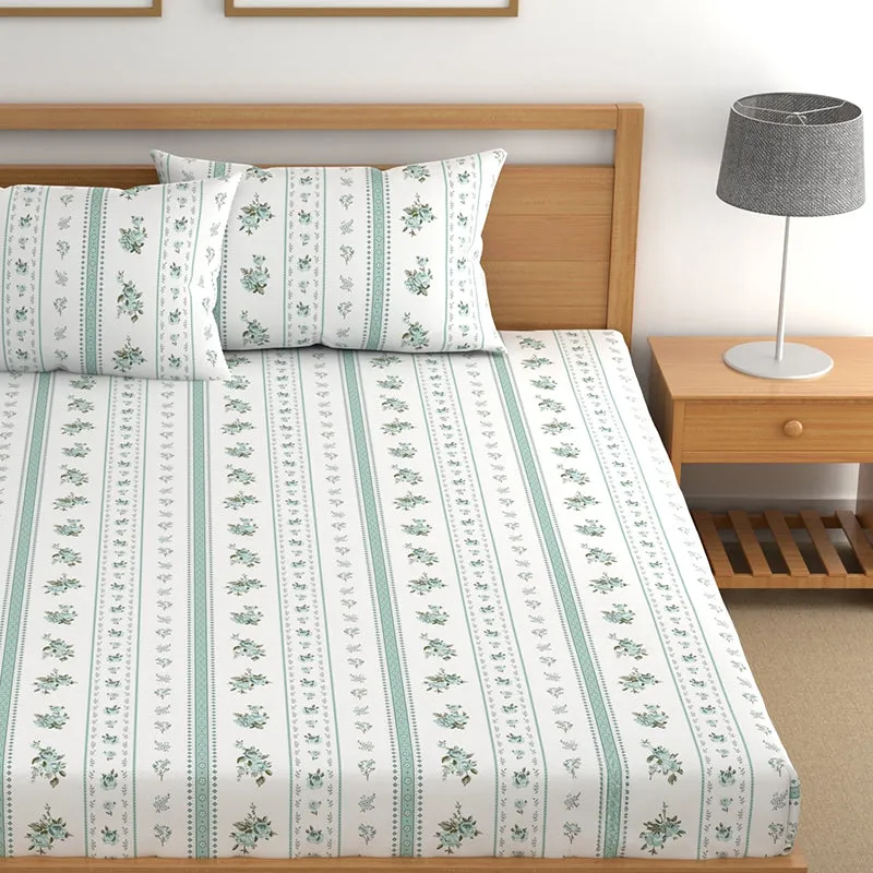 Holly Fitted Microfiber Microfiber Bedsheet (Green) - 150 GSM media 4