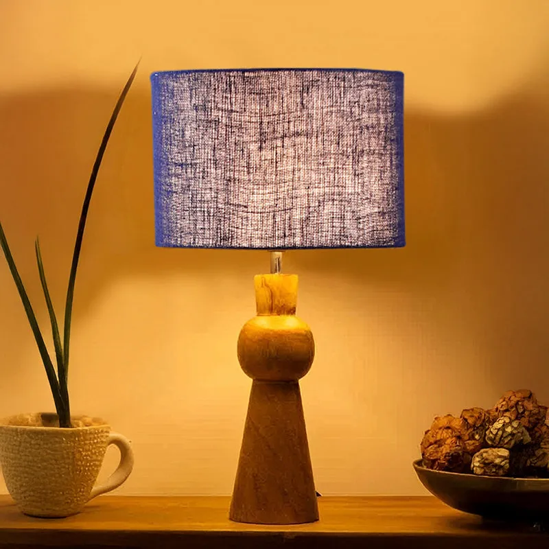 Angler Jute Wooden Table Lamp - Blue,Brown media 1