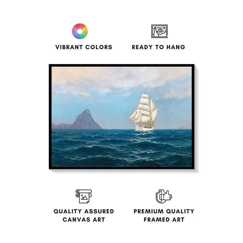 A Sailing Ship Canvas Wall Painting - Black Frame media 4