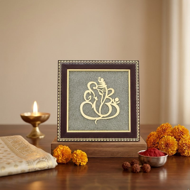 Divine Lord Ganesh Pyrite & Wood Wall Art