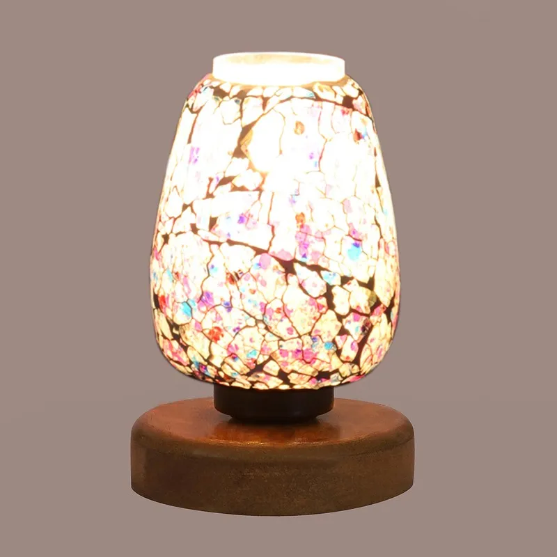 Astryl Glass Table Lamp With Wooden Base - Multicolor media 7