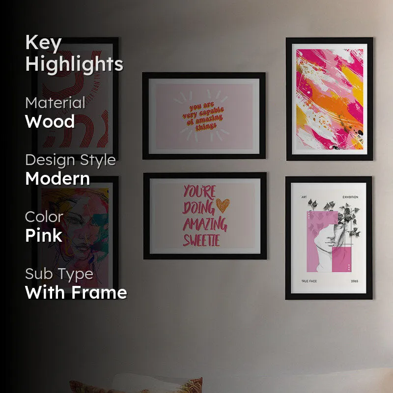 Funky Pink Pops Wall Art - Set Of Six media 2