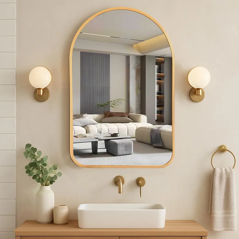Clarion Arch Wall Mirror With Aluminium Frame - Gold media 1