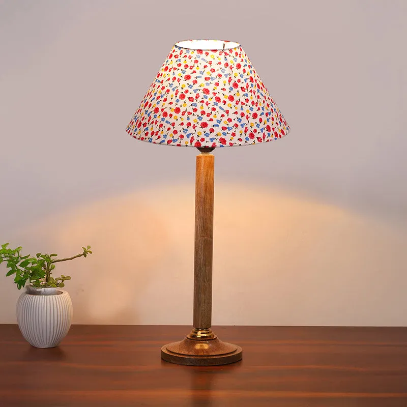 Tiny Fleur Table Lamp With Wooden Base - Multicolor media 1