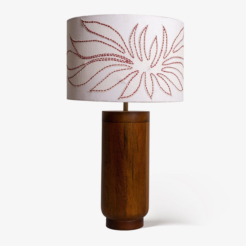 Orange Tree Gesu Mango Wood Table Lamp Wit Applique Sade - Brown,White media 4