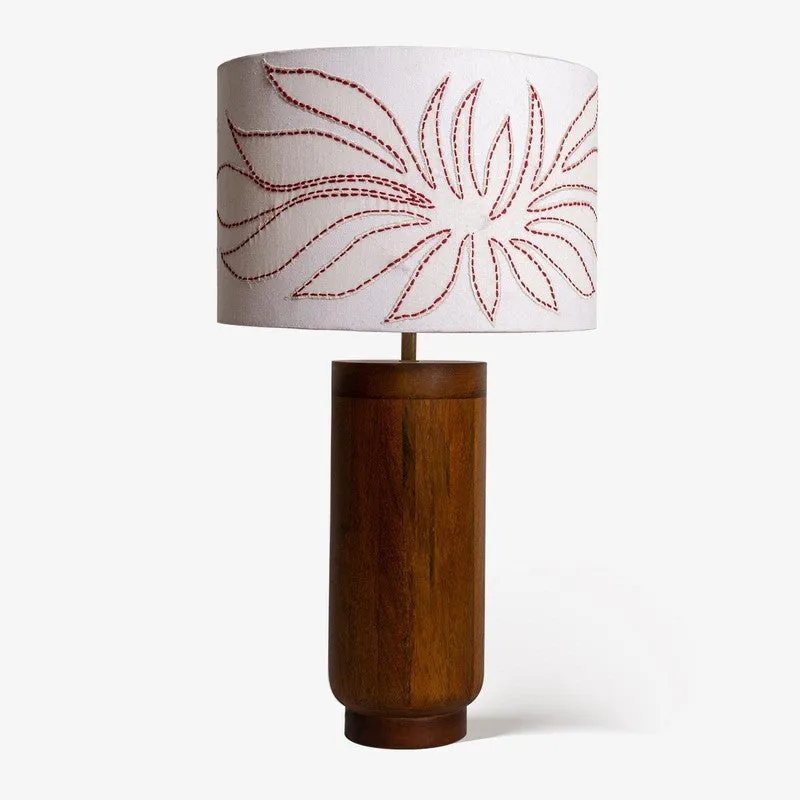 Orange Tree Gesu Mango Wood Table Lamp Wit Applique Sade - Brown,White media 4