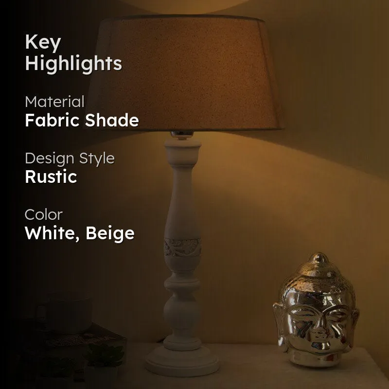 Flowerette Fain Fabric Table Lamp - White,Beige media 2