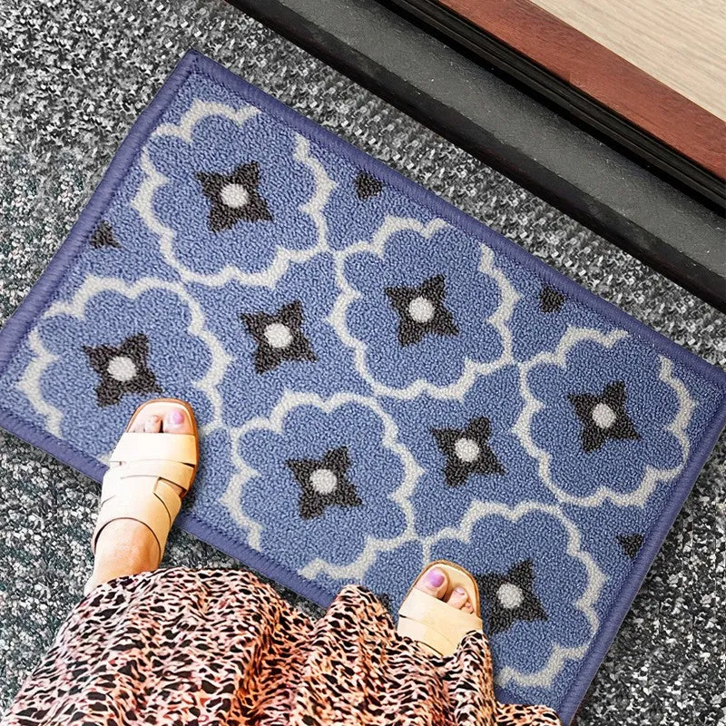 Eris Floral Nylon Door Mats - Blue,Grey media 3