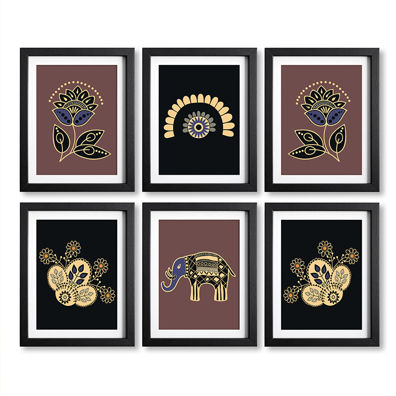 Ethnic Naturale Wall Art With Frame - Set Of Six media 6