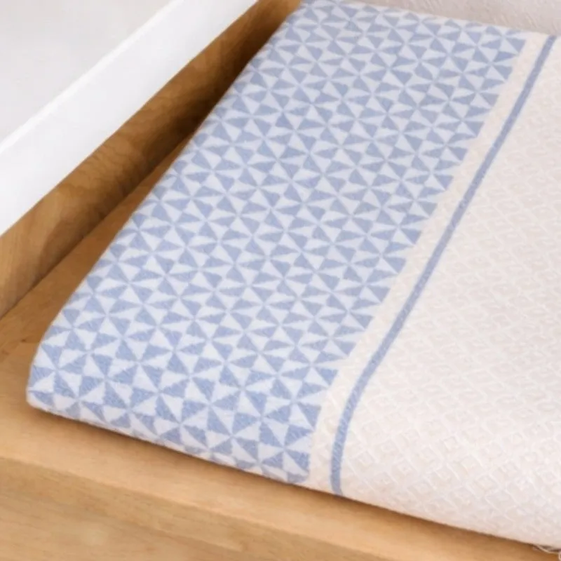 MosacStrip Cotton Hand & Bath Towel (Blue & White) - Set of Two media 5