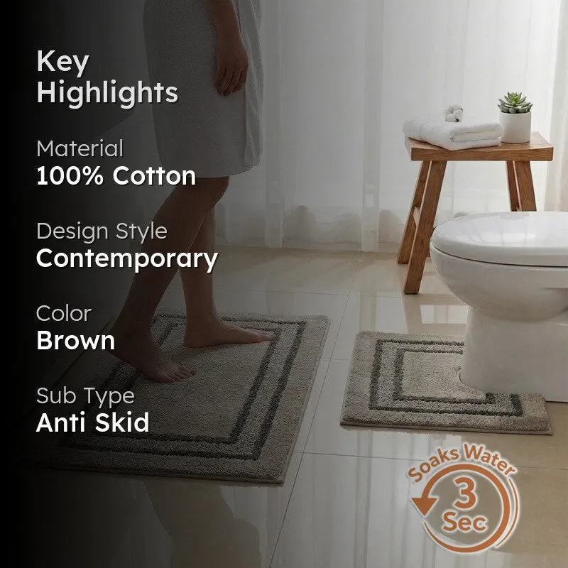SpaStep Cotton Bath Mat (Brown) - Set of Two - 2