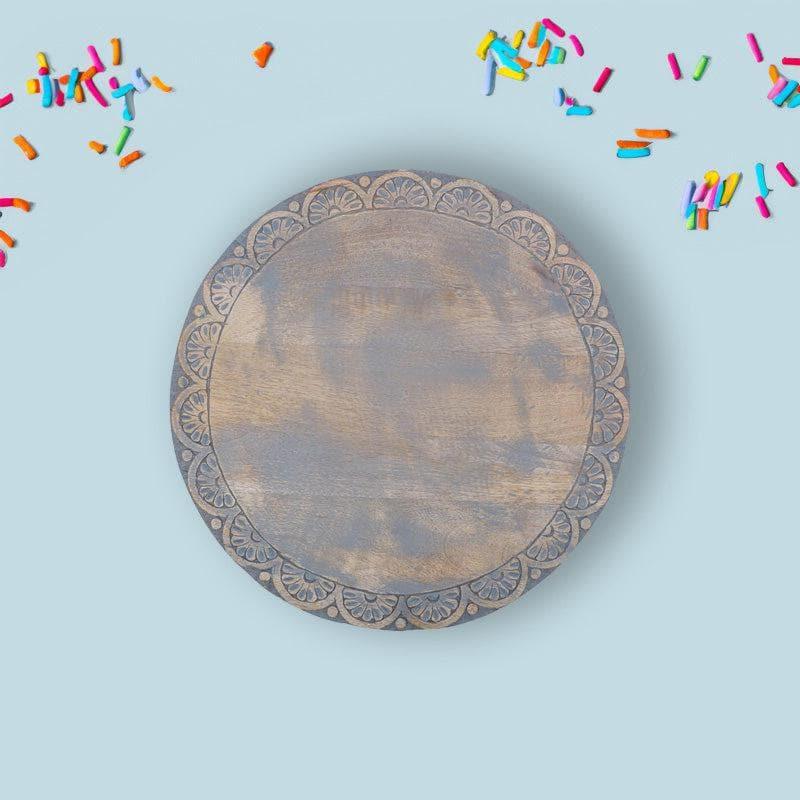 Distressed Wood Floral Lazy Susan - 16.2x1.5x16.2 inch