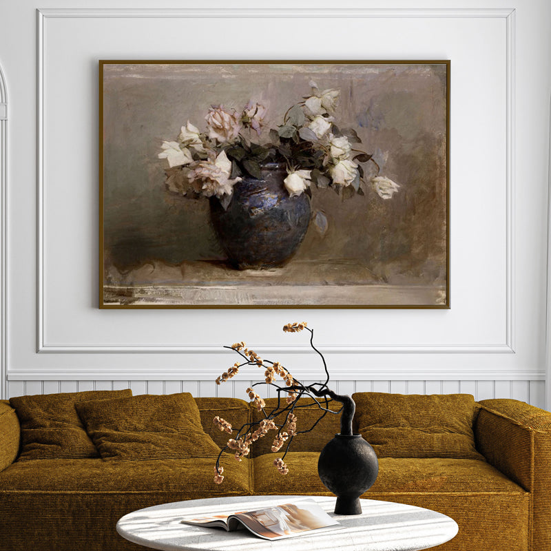 Flowers Of Past Wood Wall Art With Frame - Black