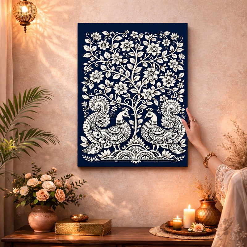 Nature Poetry Peacock Canvas Wall Art & Paintings media 3