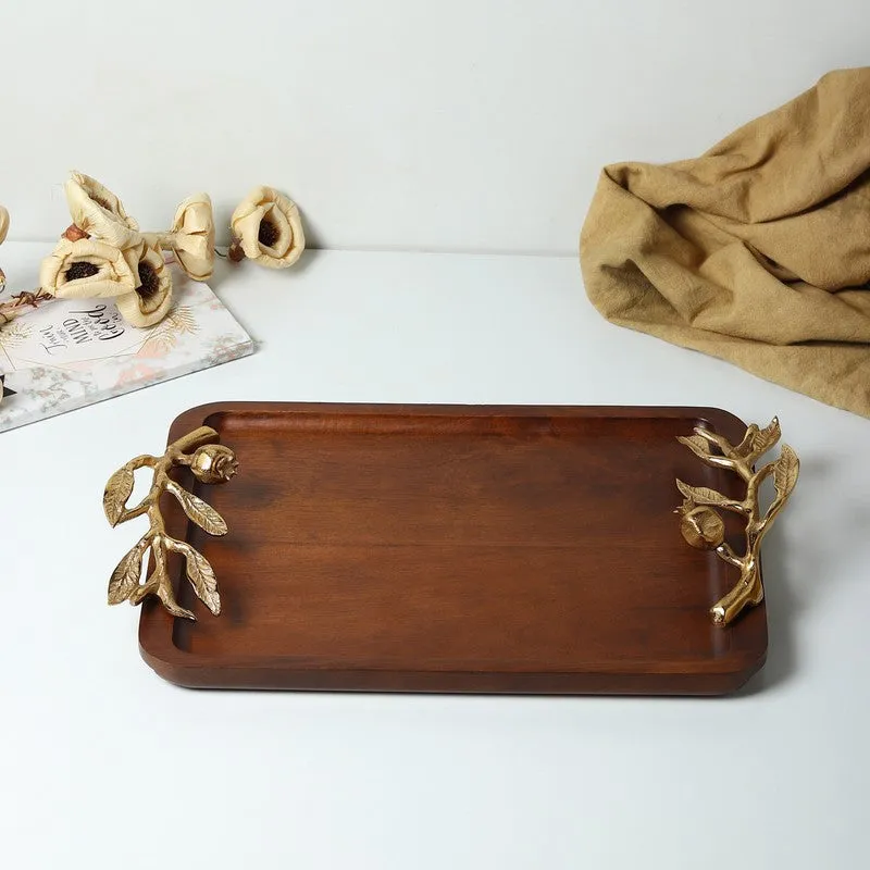 Nature Grain Wood Serving Tray - Gold,Brown media 3