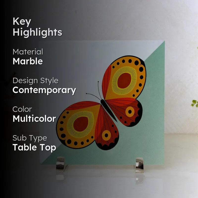 Vibrant Butterfly Elegance Marble Showpiece media 2