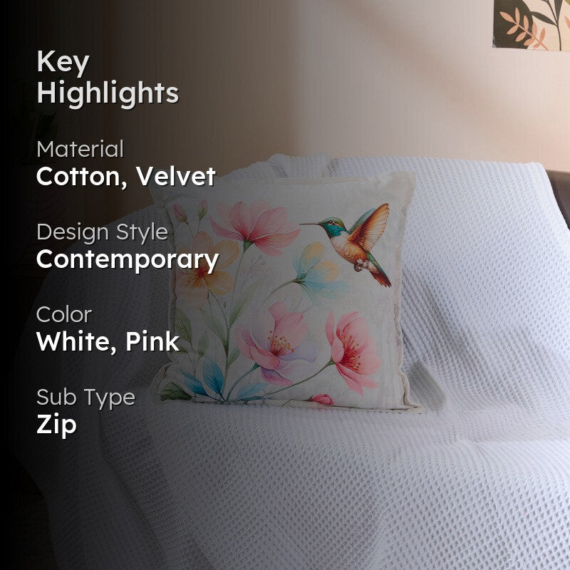 Sparrow Bloom Cotton Velvet Cushion media 2