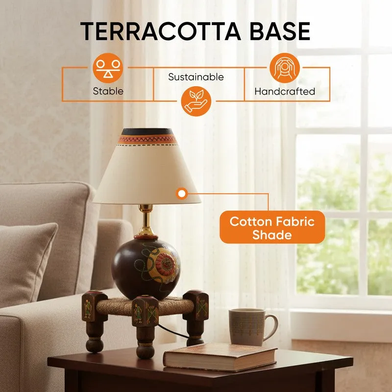 Terracotta Table Lamp With Manji - Multicolor media 4